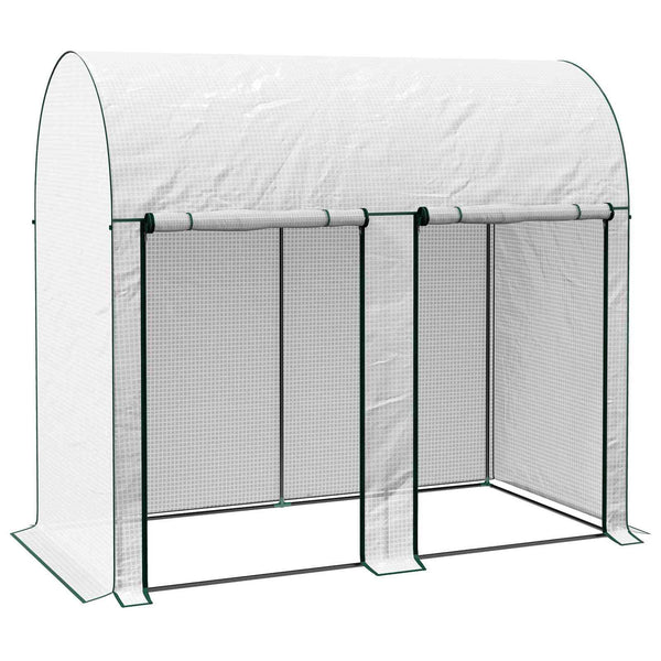 Serre à tomates de 200 x 100 x 178 cm en bâche PE armée avec deux portes zippées enroulables