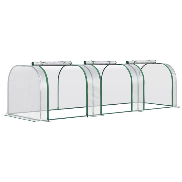 Mini serre tunnel transparente de 295 x 100 cm à portes zippées, pour abriter un rang de fraisiers
