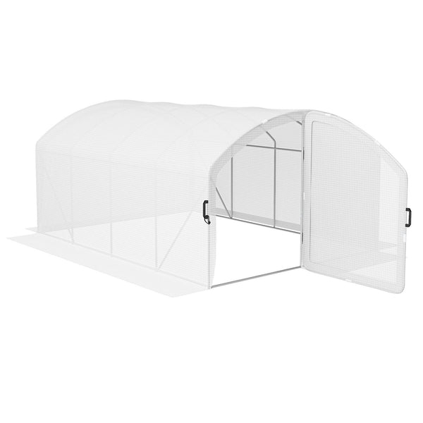 Serre tunnel d'hivernage de 4 × 3 m à bâche blanche de 220 g/m² et porte battante
