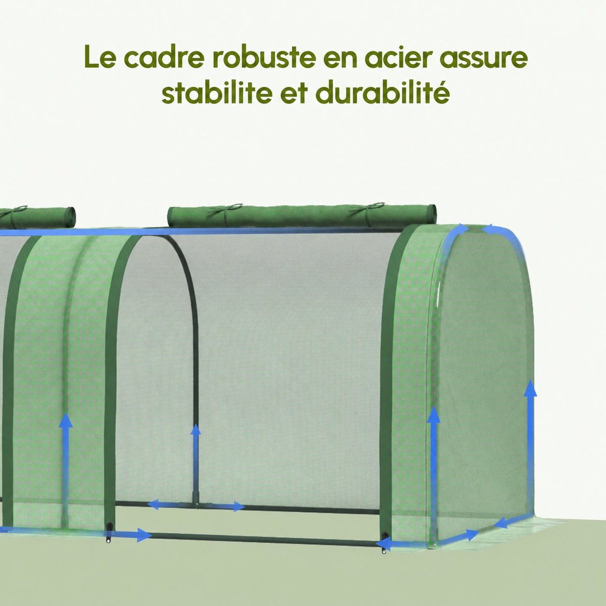 Illustration de l’armature métallique de la mini serre