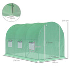 Dimensions de la serre tunnel verte : 298 x 196 x 198 cm