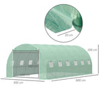 Dimensions de la serre tunnel verte : 600 x 300 x 200 cm