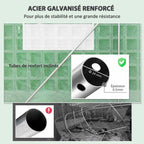 Détails de l’armature et des renforts diagonaux de la serre tunnel
