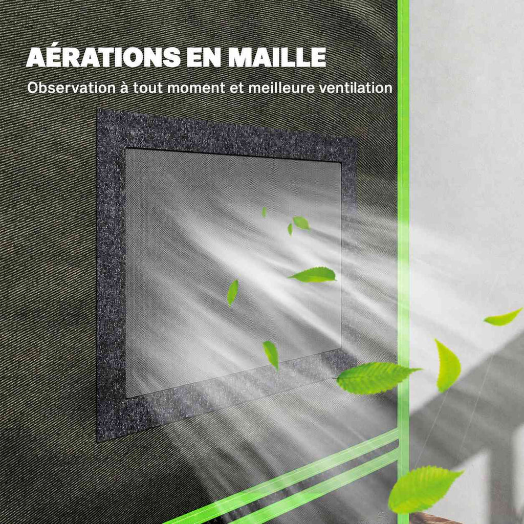 Détail d’une aération à grille sur la chambre de culture noire