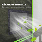Détail d’une aération à grille sur la chambre de culture noire