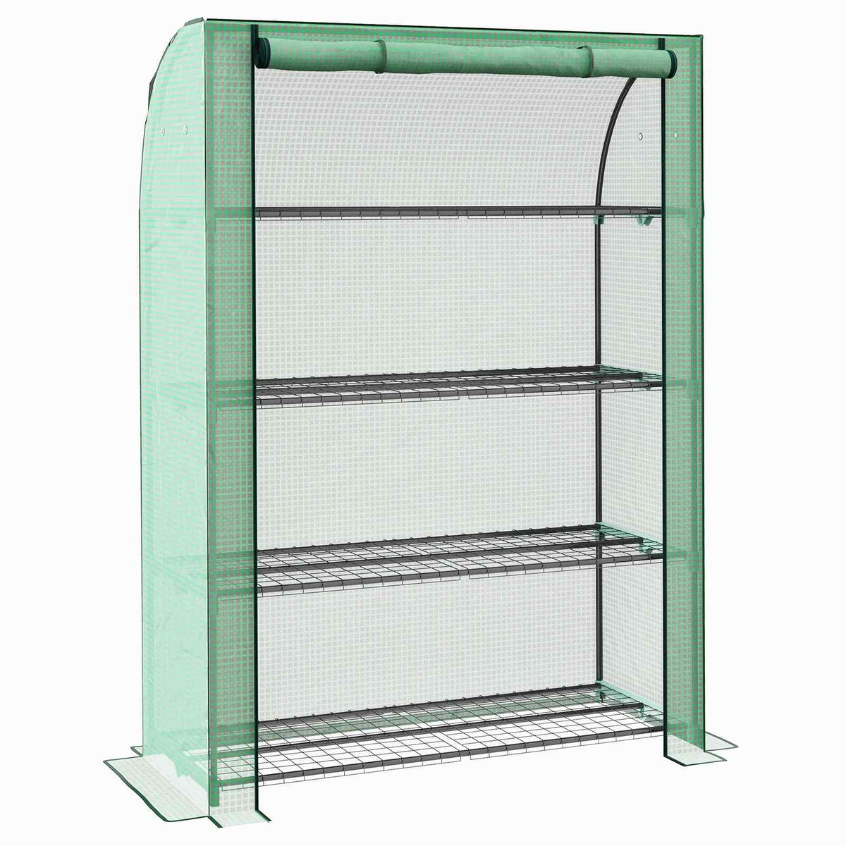 Serre verte à toit arrondi avec quatre tablettes