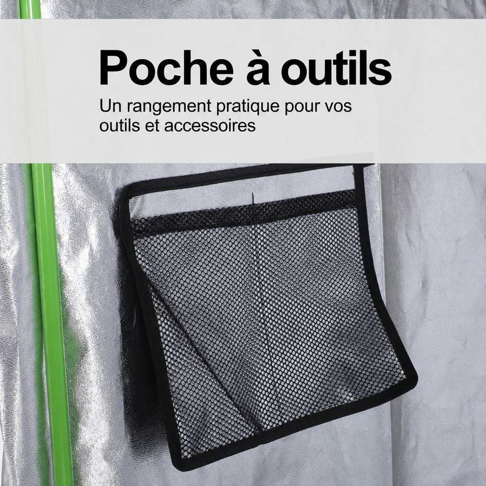 Poche grillagée de rangement à l’intérieur de la chambre de culture