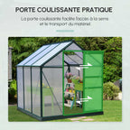 Présentation du mouvement de la porte coulissante de la serre verte