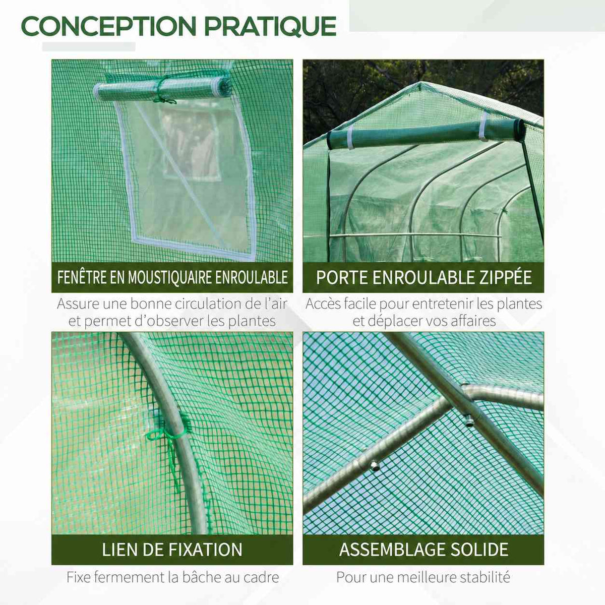 Détails de la porte, de la fenêtre, des attaches et des raccords de serre