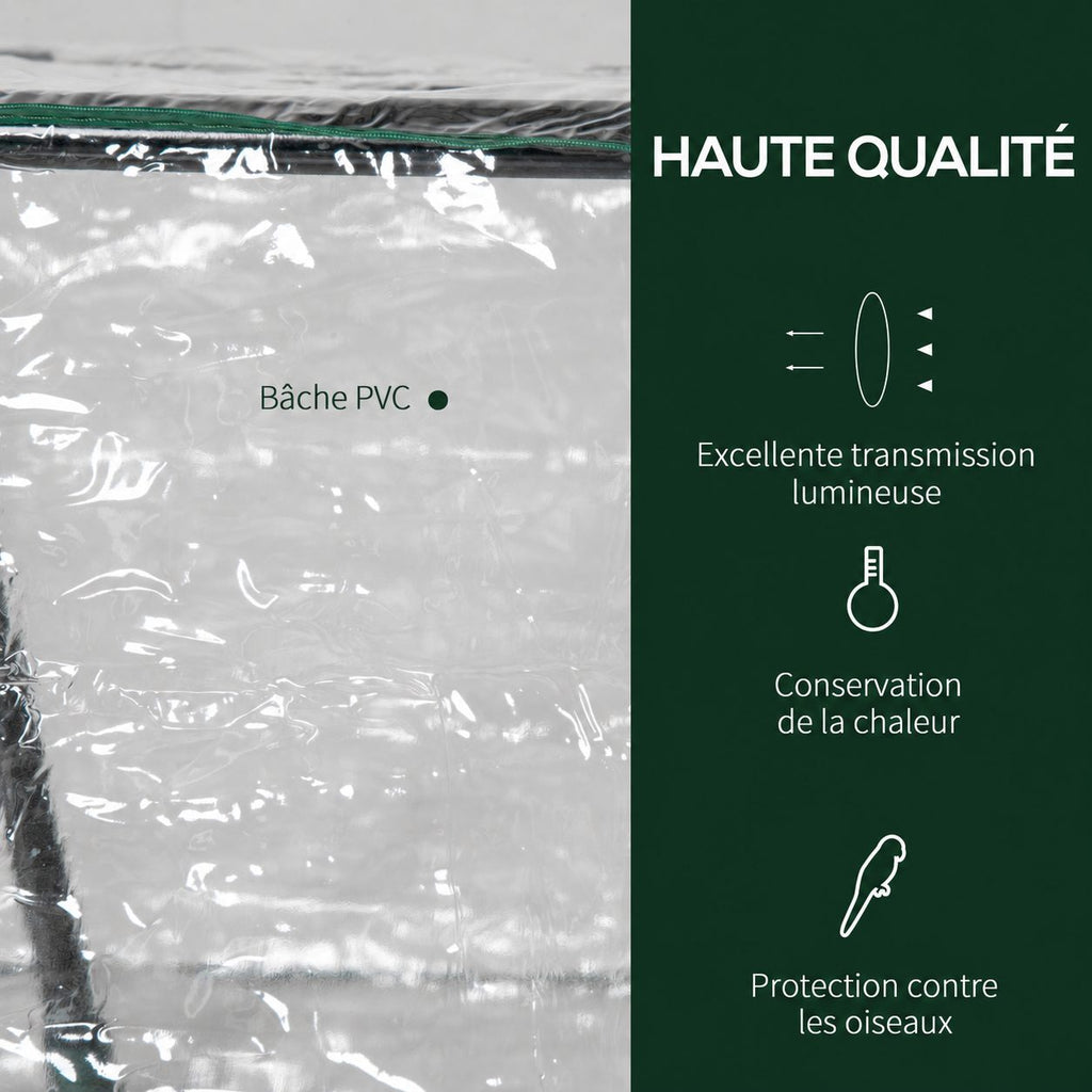Détail de la housse PVC transparente de la mini-serre