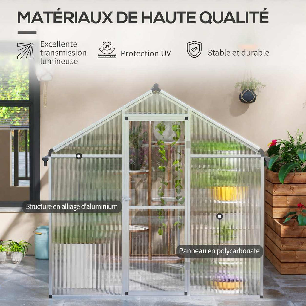 Serre avec panneaux en polycarbonate et cadre en aluminium
