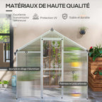 Serre avec panneaux en polycarbonate et cadre en aluminium