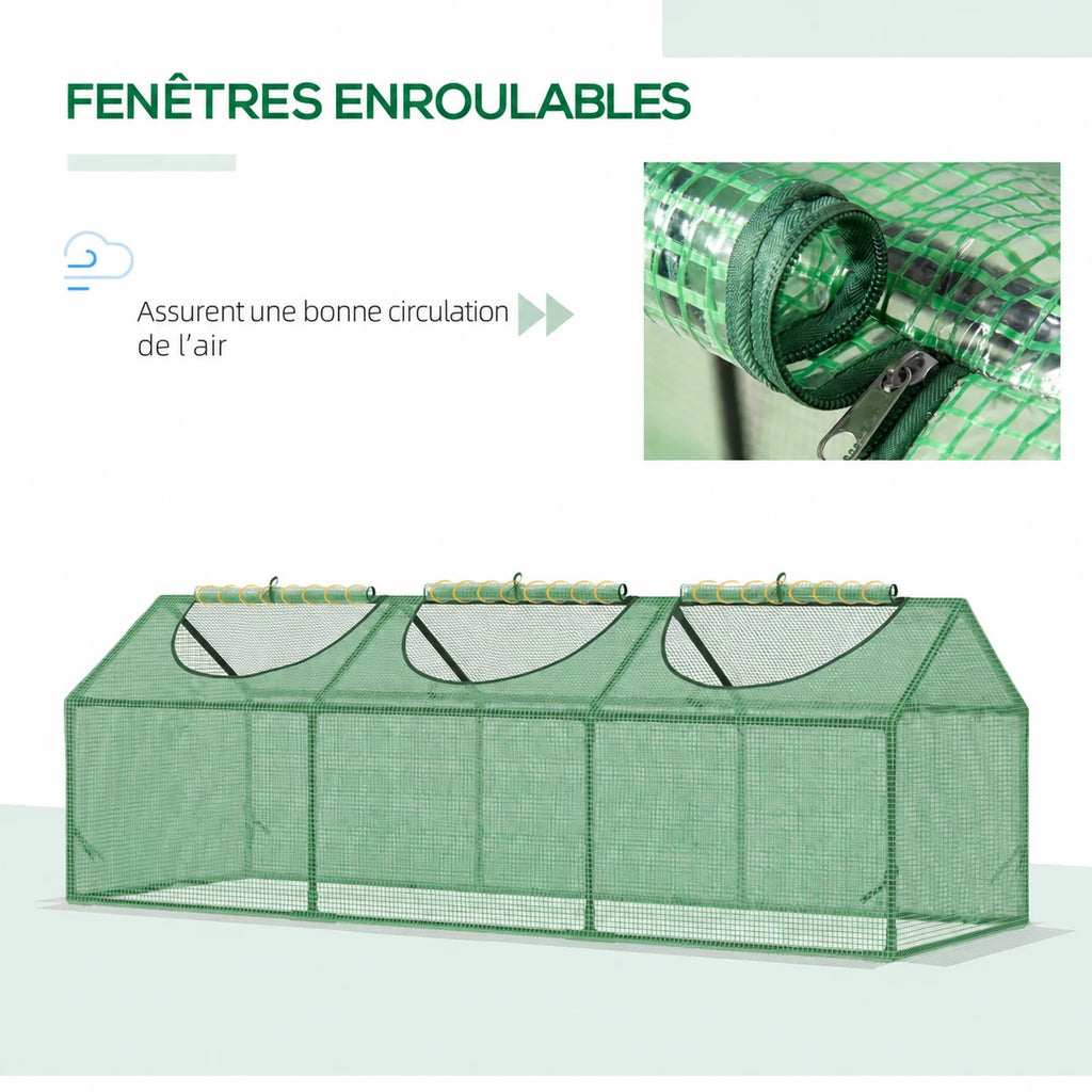 Présentation des trois fenêtres enroulables de la mini-serre