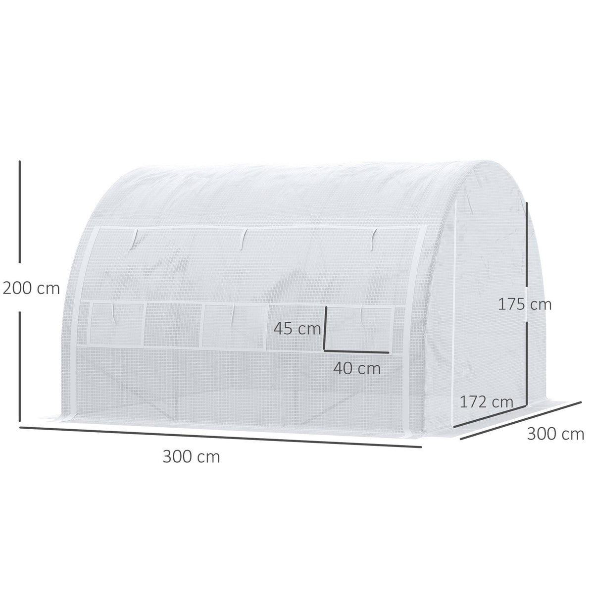 Dimensions de la serre blanche : 300 × 300 × 200 cm