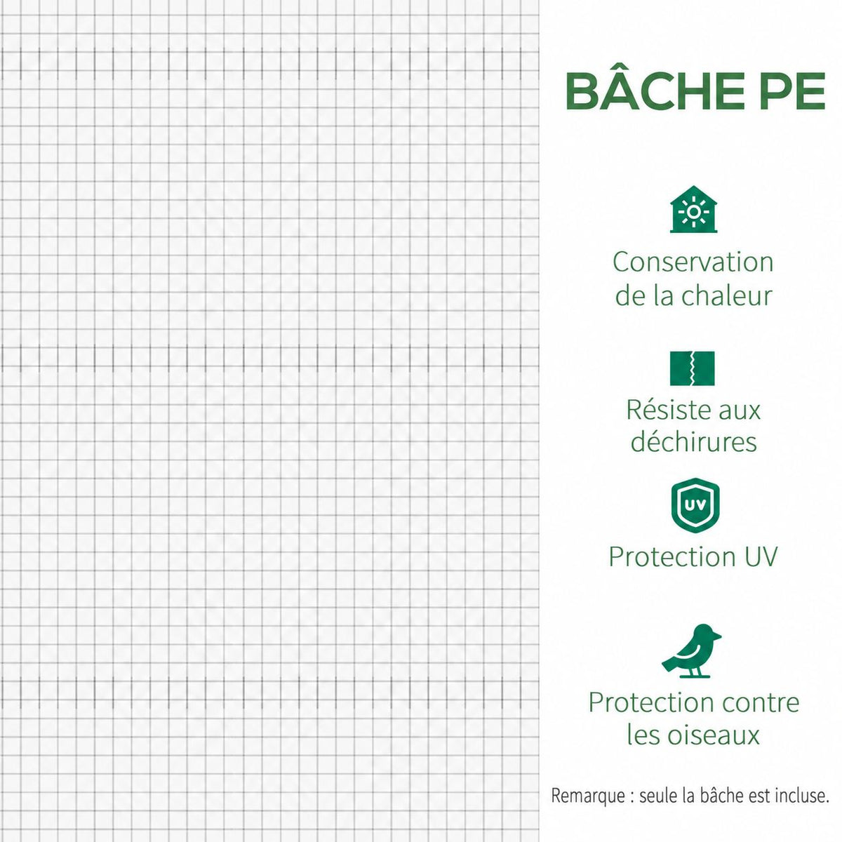 Présentation de la bâche blanche tramée de remplacement pour serre