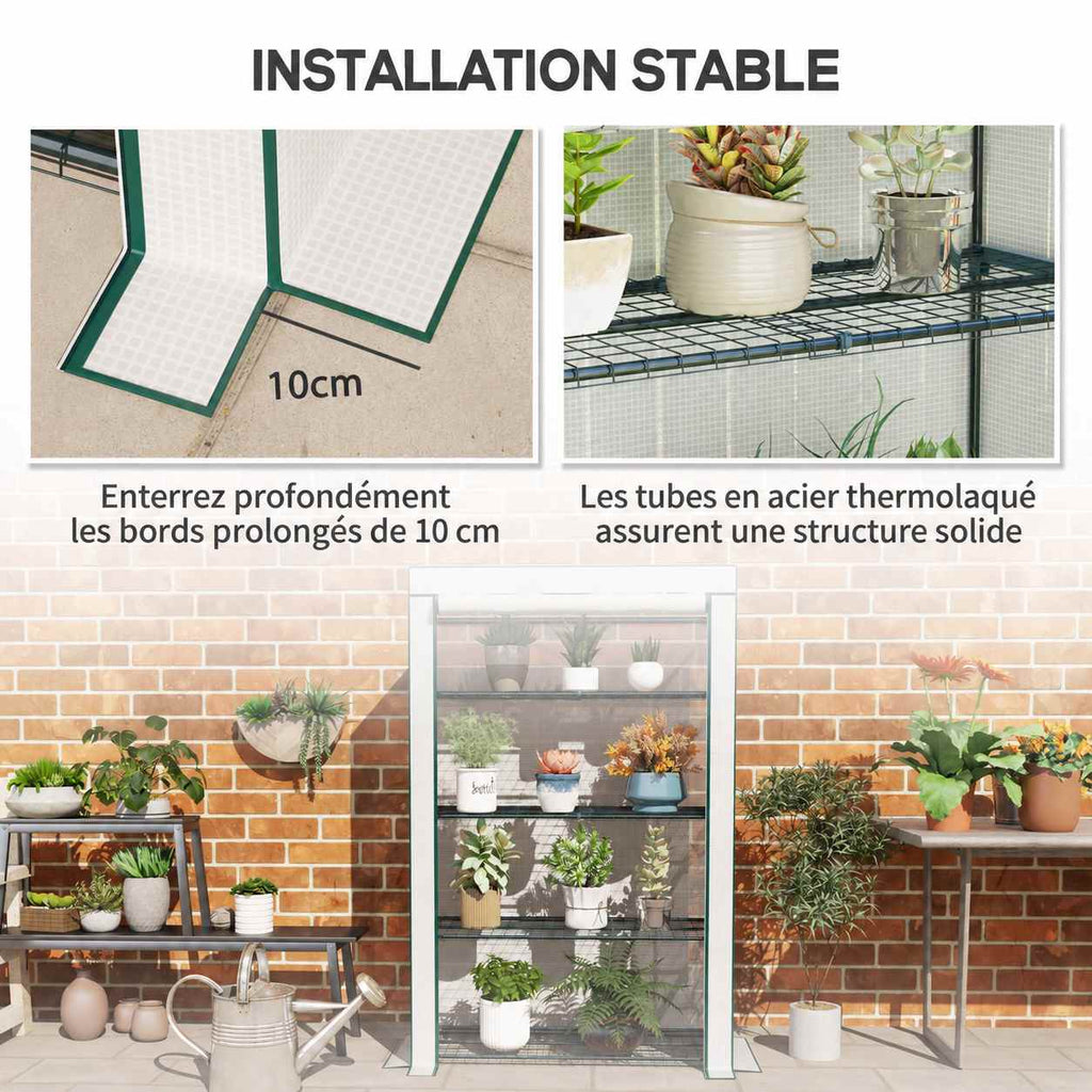 Serre de balcon avec détails du bord de housse et des étagères grillagées