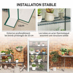 Serre de balcon avec détails du bord de housse et des étagères grillagées