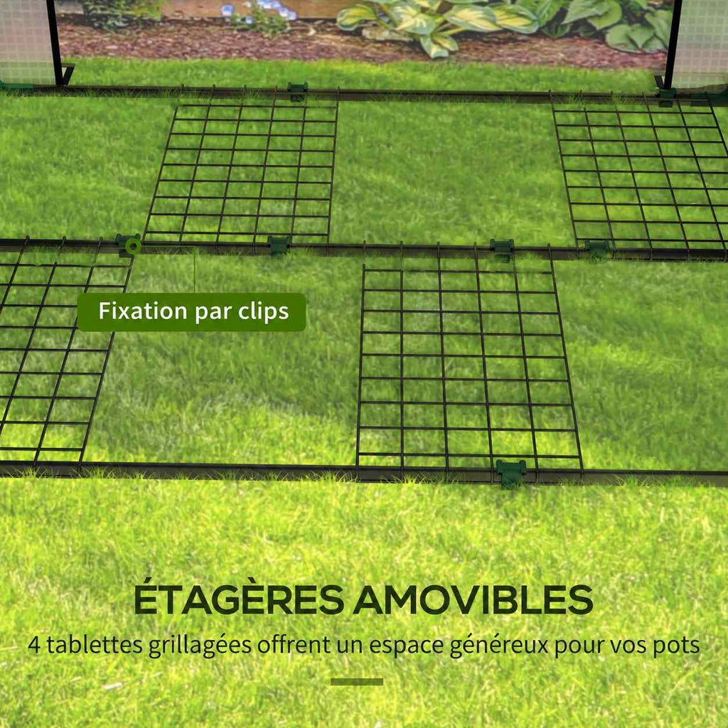 Quatre tablettes grillagées amovibles de la serre à tomates