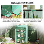 Mini serre verte avec détails du bord de housse et de l’armature