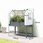 Dimensions du bac potager sur pieds avec serre et étagère inférieure