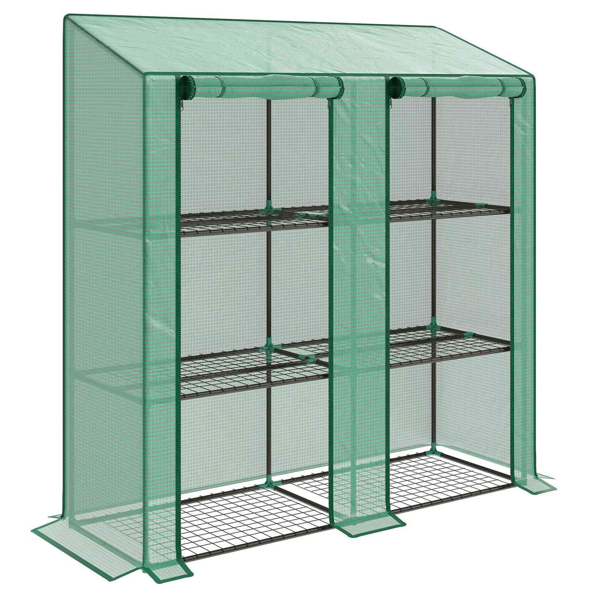 Serre verte à deux portes et six tablettes grillagées