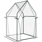 Petite serre transparente avec deux pans de porte attachés