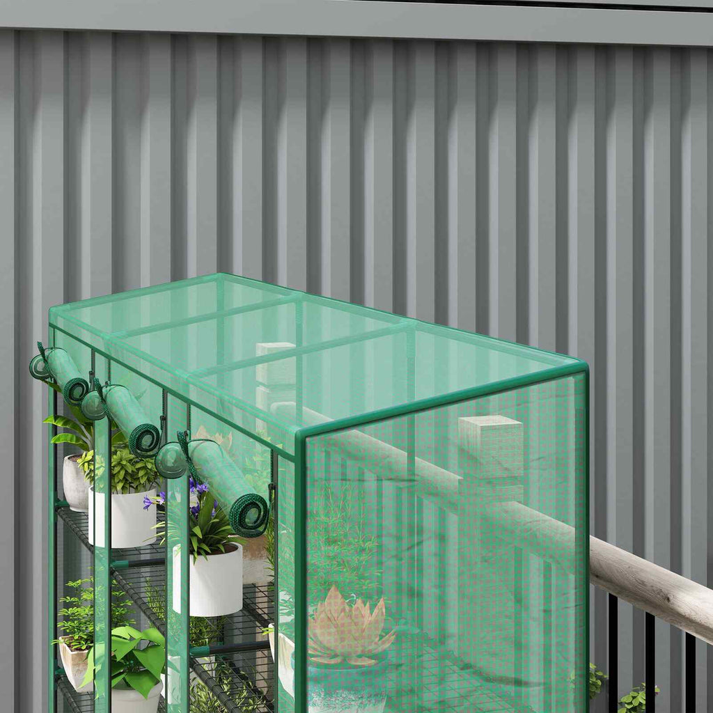 Vue en hauteur du toit de la serre de balcon verte installée sur une terrasse