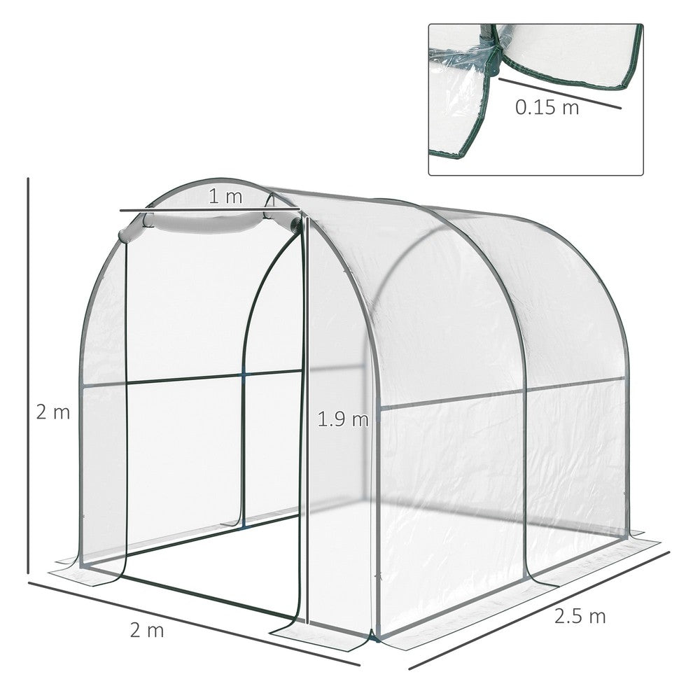Dimensions de la serre transparente : 2,5 x 2 x 2 m