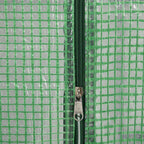 Zip vertical de la housse verte de la petite serre