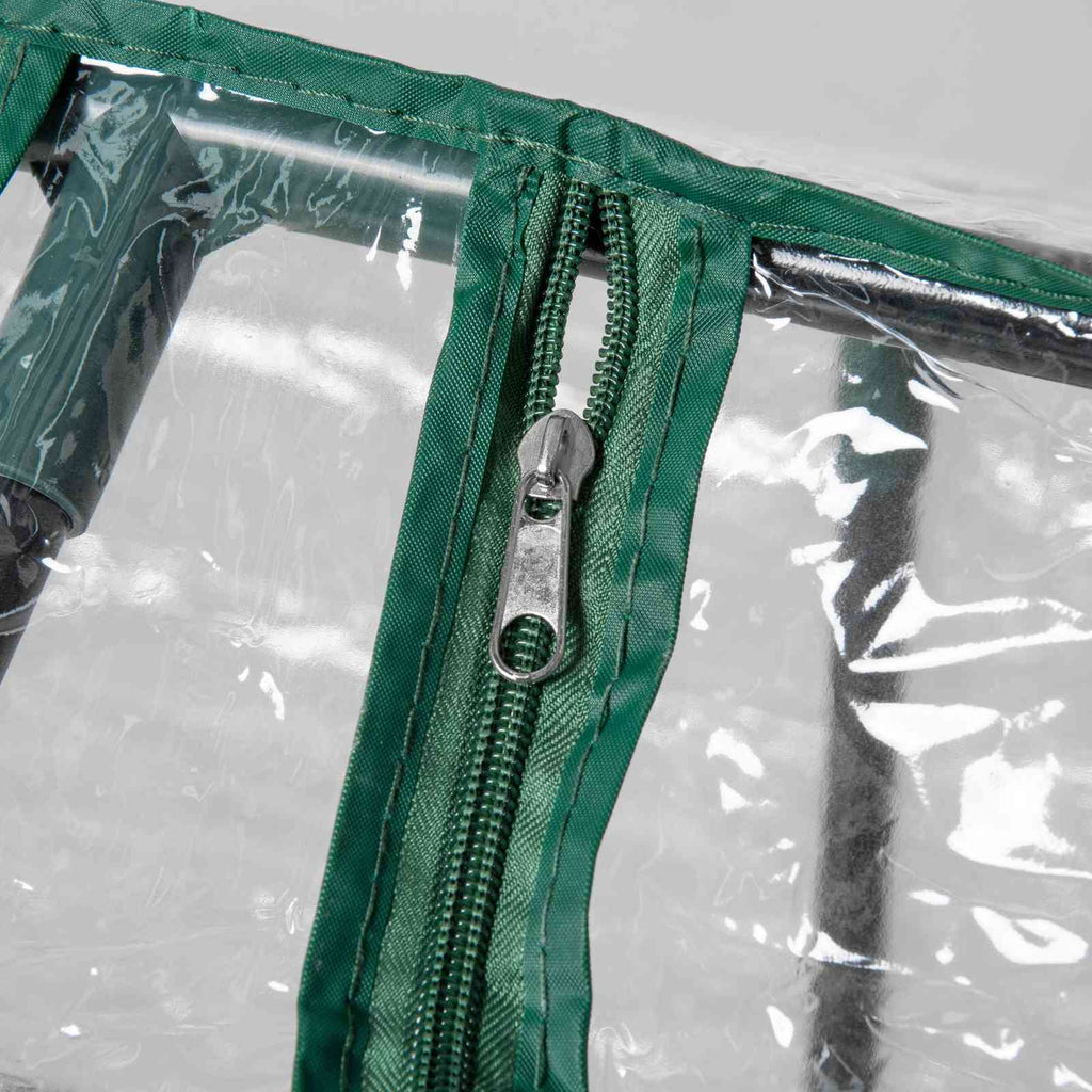 Fermeture zippée sur la housse transparente de la mini-serre