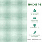 Présentation de la bâche verte tramée de remplacement pour serre