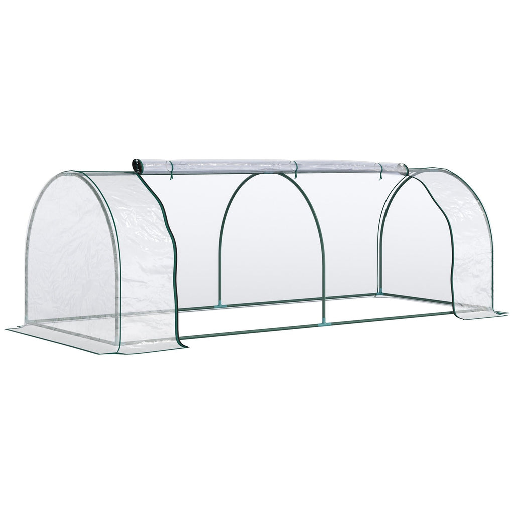 Mini-serre tunnel transparente vide avec portes fermées
