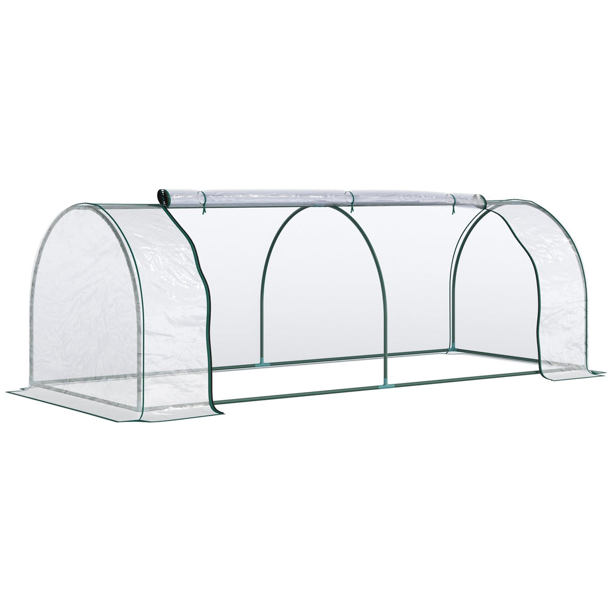 Mini-serre tunnel transparente vide avec portes fermées
