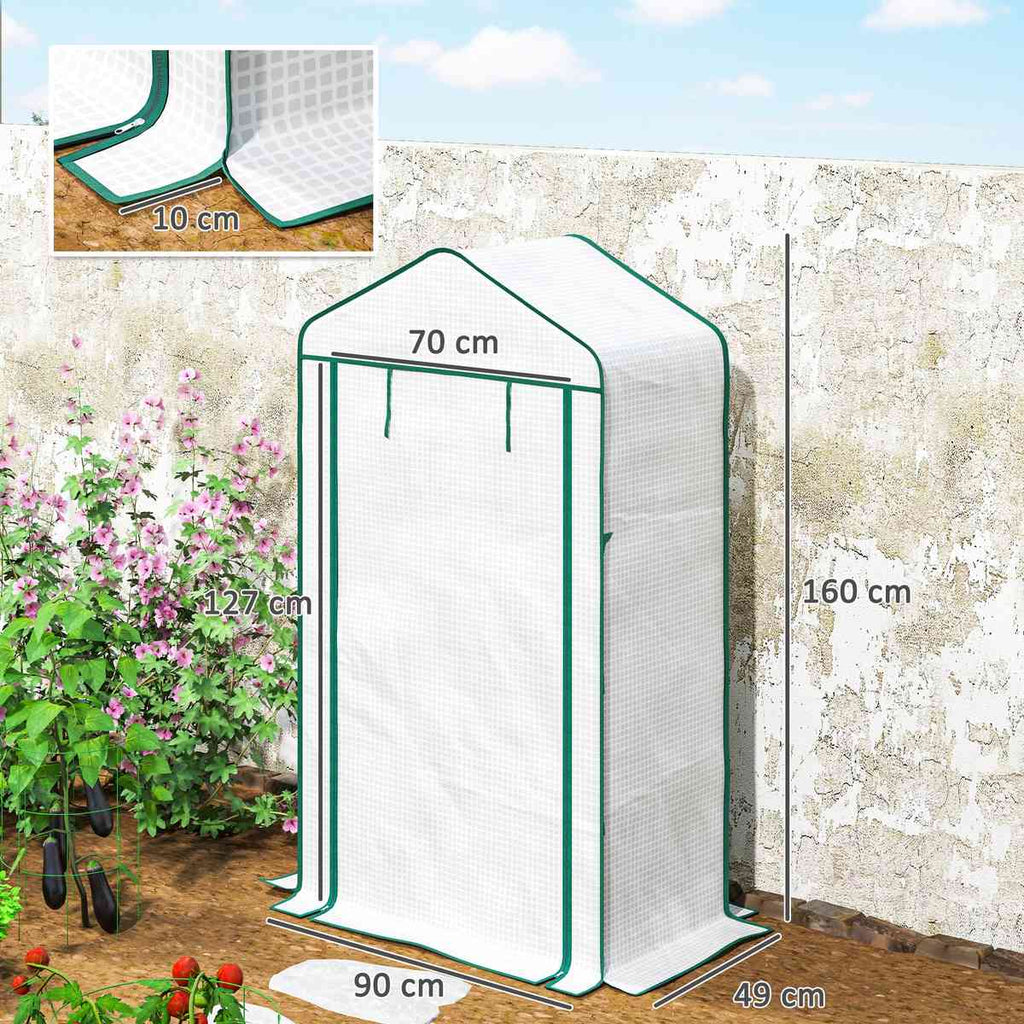Dimensions de la mini serre blanche : 90 × 49 × 160 cm