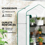 Détail de la housse blanche à bordures vertes