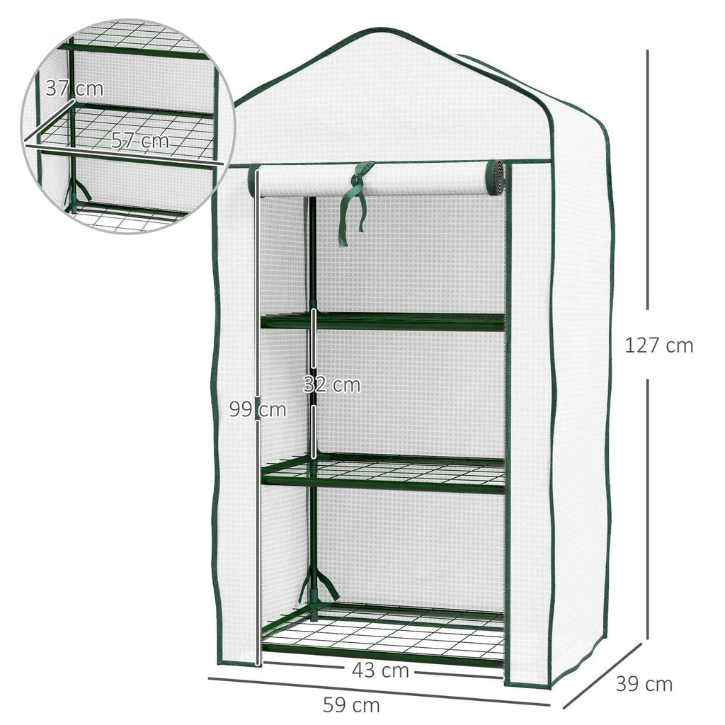 Dimensions de la mini serre blanche : 59 × 39 × 127 cm