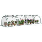Mini serre tunnel transparente abritant plusieurs plantes en pots