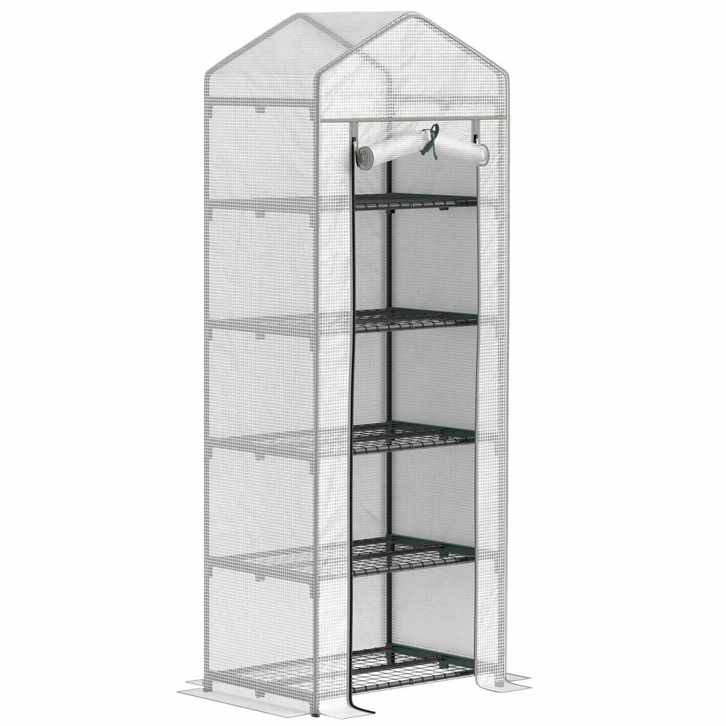 Mini serre transparente haute à cinq étagères grillagées