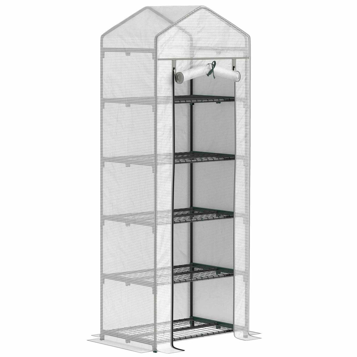 Mini serre transparente haute à cinq étagères grillagées