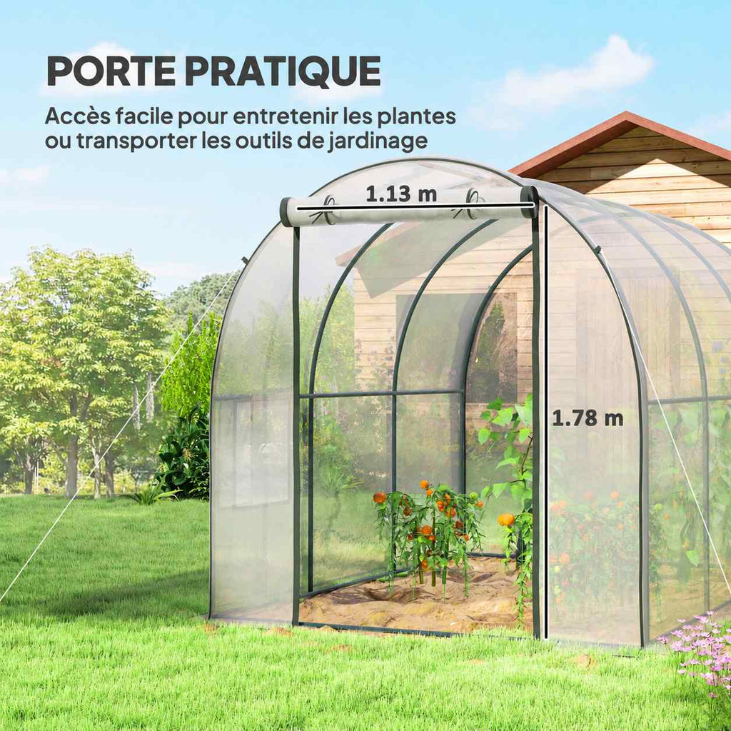 Serre tunnel avec dimensions de la porte enroulable