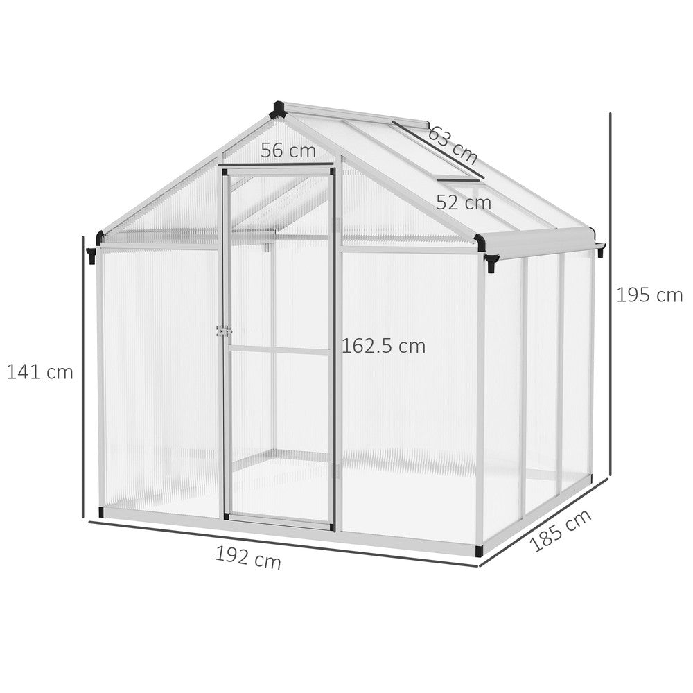 Dimensions de la serre en polycarbonate : 185 × 192 × 195 cm