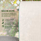 Gros plan de la housse blanche et de ses bordures