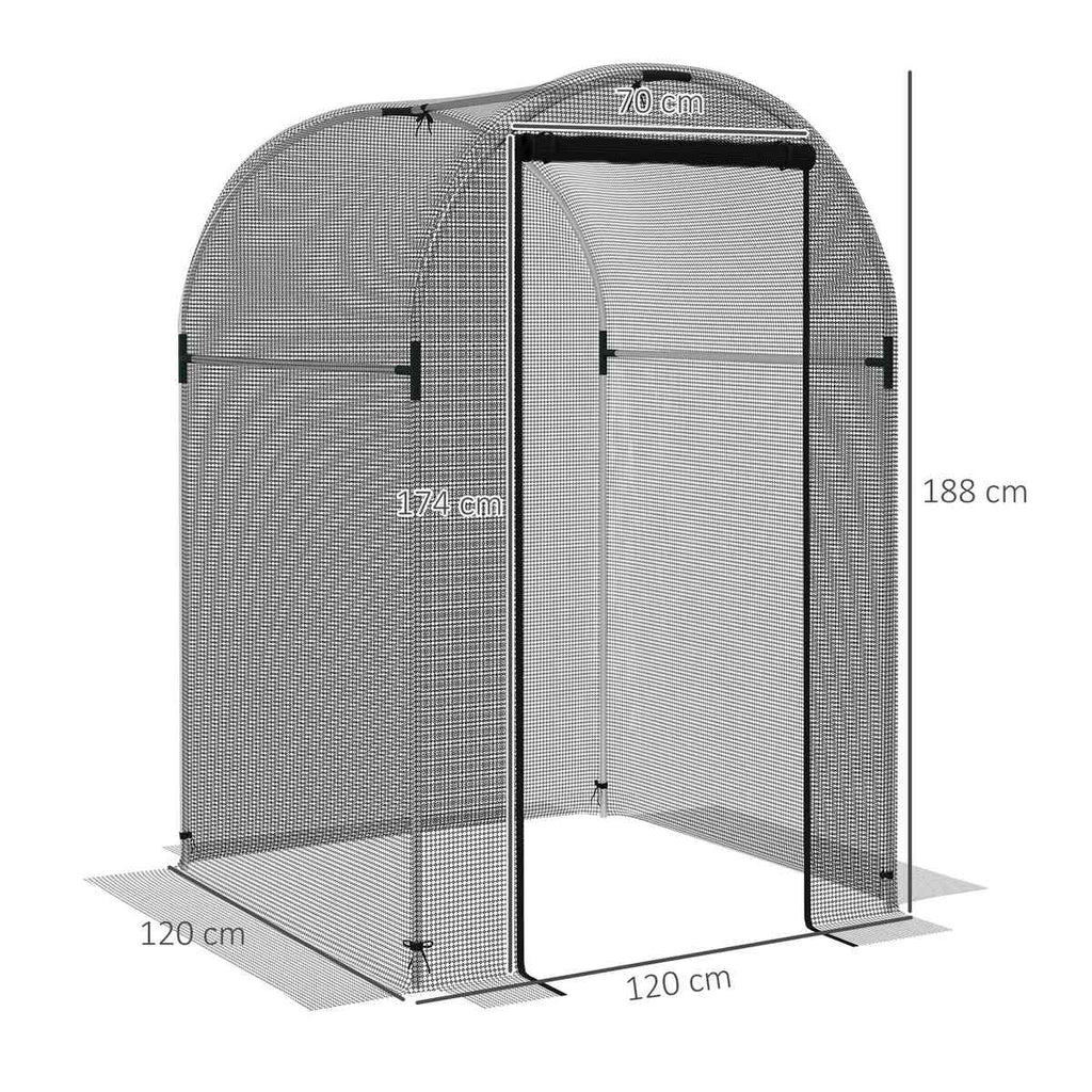 Dimensions de la cage fruitière : 120 × 120 × 188 cm