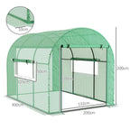 Dimensions de la serre tunnel verte : 300 × 200 × 200 cm