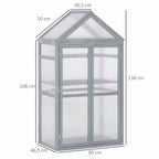 Dimensions de la serre en bois gris : 80 x 46,5 x 138 cm