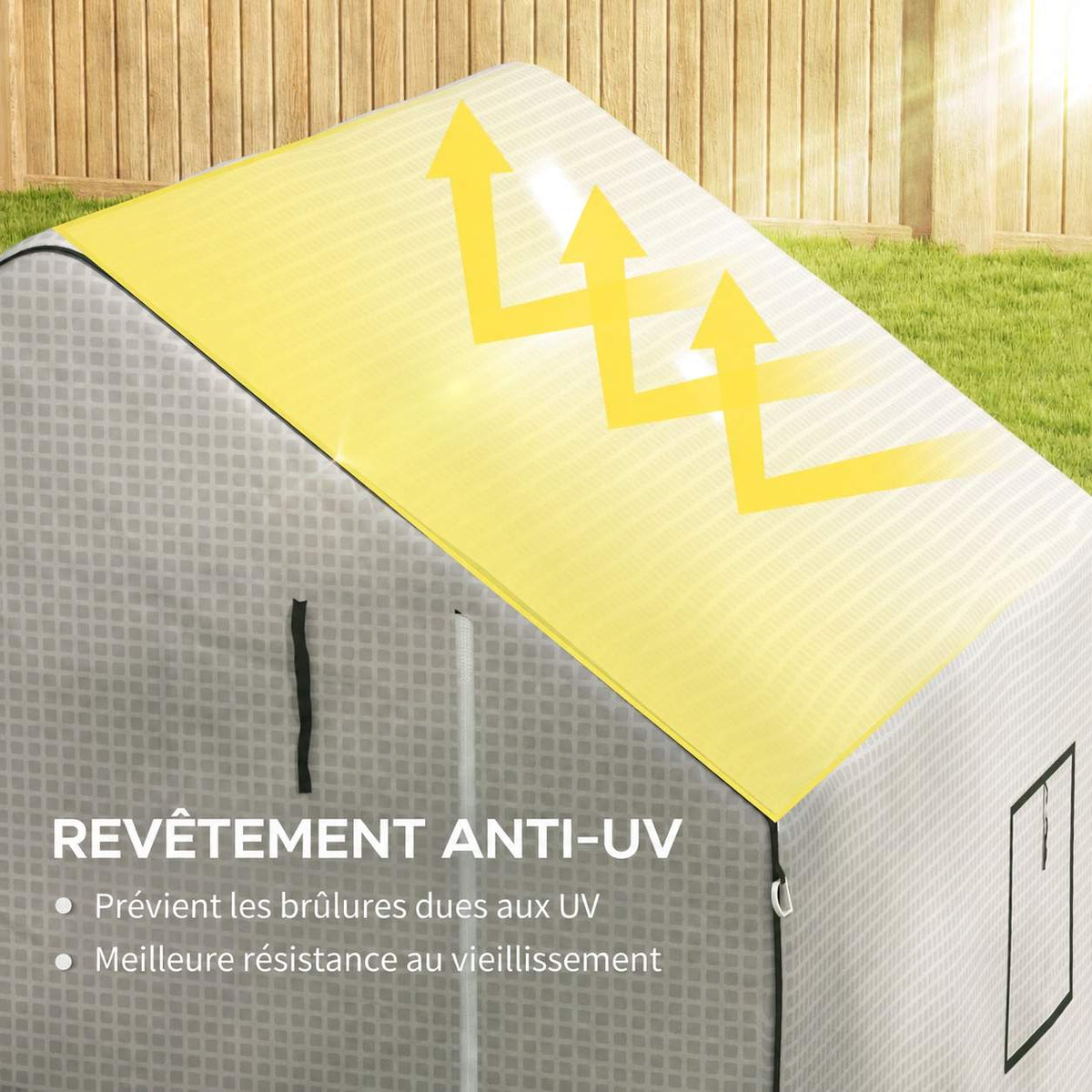 Illustration du traitement anti-UV de la housse blanche