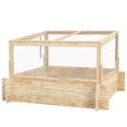 Carré potager en bois avec serre transparente à toit incliné