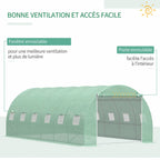Présentation de la porte et des fenêtres enroulables de la serre verte