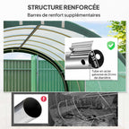 Détails des arceaux et des tubes de renfort de la serre tunnel