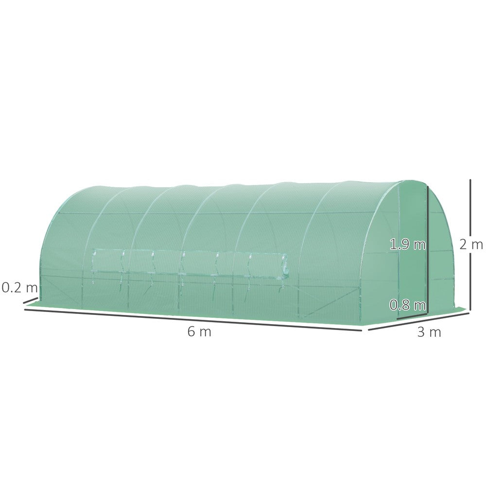 Dimensions de la serre tunnel verte : 6 x 3 x 2 m